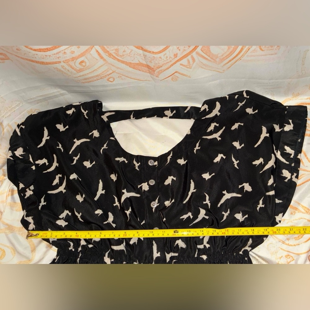 Forever 21 Green Sleeveless Wrap Jumpsuit w/ a Black Bird Print Mini Dress - Picture 14 of 14